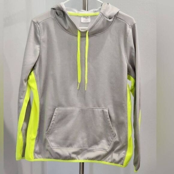Danskin Now Tops - Danskin Now women's Hoodie Grey with Neon Green Long Sleeve With Hand Pouch Size